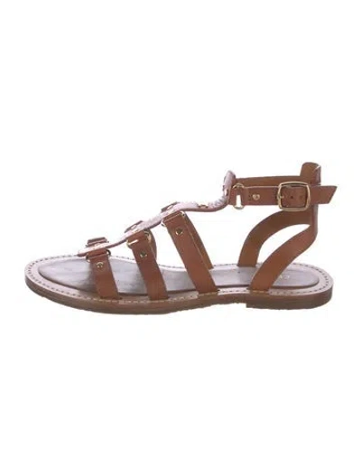 Pre-owned Celine Triomphe Leather Gladiator Sandals In Brown