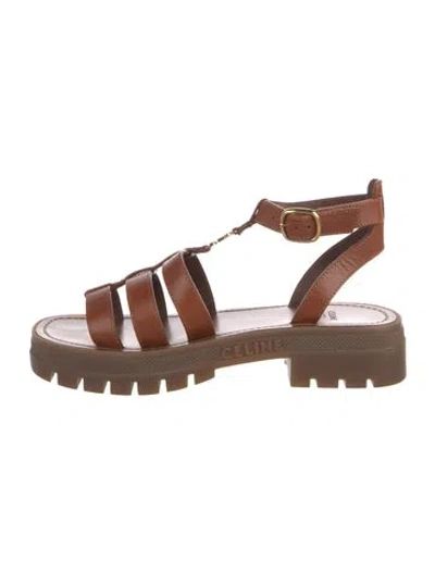 Pre-owned Celine Triomphe Leather Gladiator Sandals In Multi