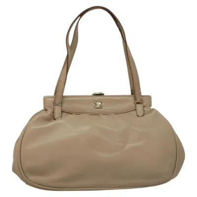 Pre-owned Celine Triomphe Leather Handbag () In Sand
