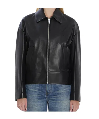 Celine Triomphe Leather Jacket In Black