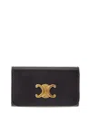 Celine Triomphe Leather Key Case In Black