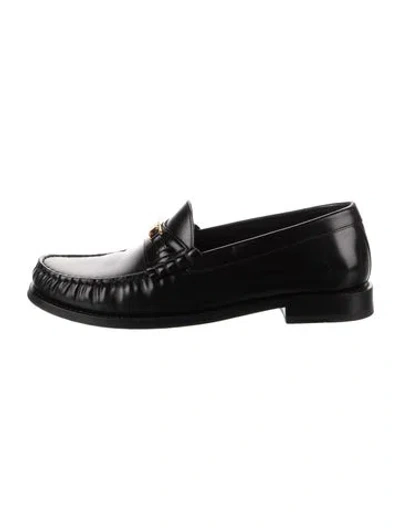Pre-owned Celine Triomphe Leather Loafers In Black