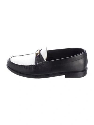 Pre-owned Celine Triomphe Leather Loafers In Black