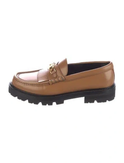 Pre-owned Celine Triomphe Leather Loafers In Multi