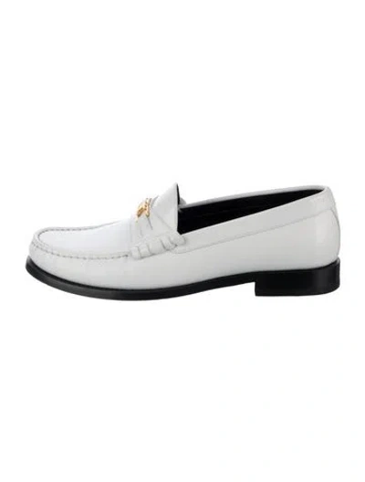 Pre-owned Celine Triomphe Leather Loafers In White