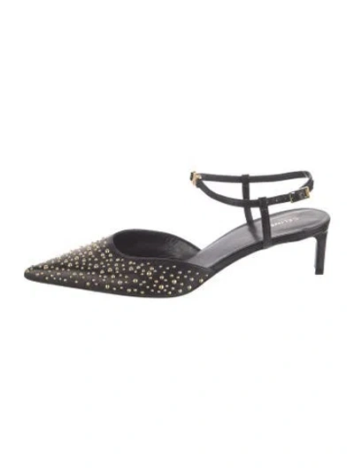 Pre-owned Celine Triomphe Leather Pumps In Black