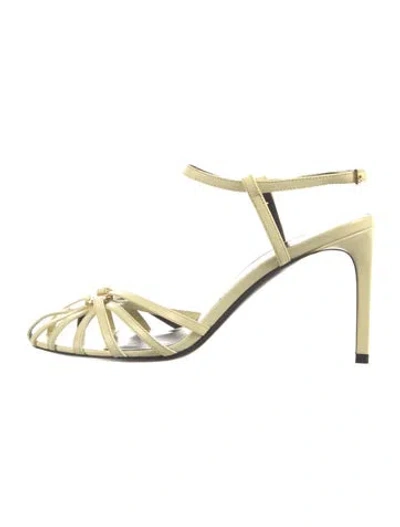 Pre-owned Celine Triomphe Leather Pumps In Yellow
