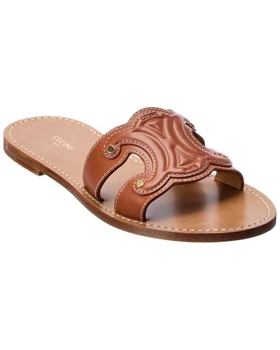 Celine Triomphe Leather Sandal In Brown