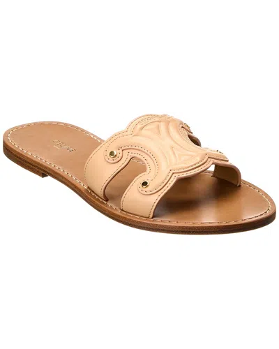 Celine Triomphe Leather Sandal In Brown