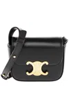 Celine Triomphe Leather Shoulder Bag In Black