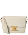 Celine Triomphe Leather Shoulder Bag In White