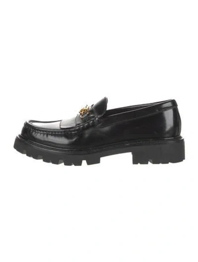 Pre-owned Celine Triomphe Leather Sneakers In Black