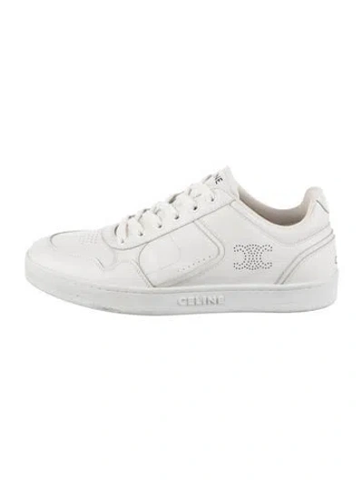 Pre-owned Celine Triomphe Leather Sneakers In White