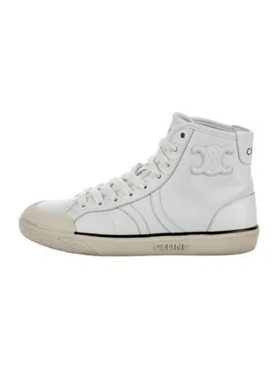 Pre-owned Celine Triomphe Leather Sneakers In White