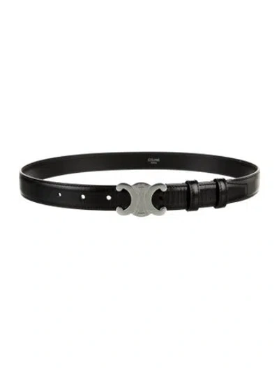 Pre-owned Celine Triomphe Leather Waist Belt In Black