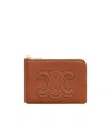 Celine Logo-patch Leather Wallet In Brown