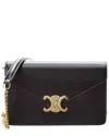 Celine Triomphe Leather Wallet On Chain In Black