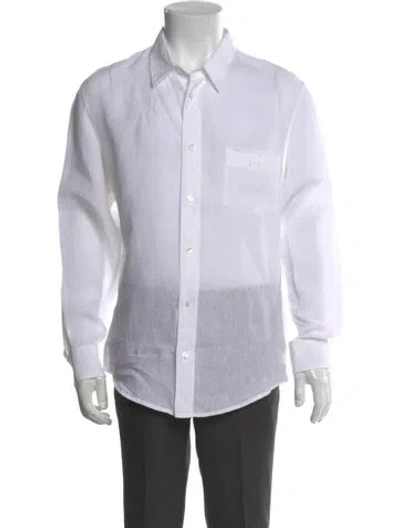 Pre-owned Celine Triomphe Linen Shirt In White
