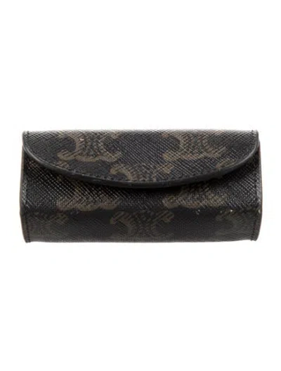 Pre-owned Celine Triomphe Lipstick Case. In Black