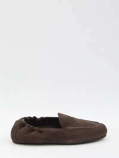 Celine Triomphe Loafer With Elastic Insert In Green