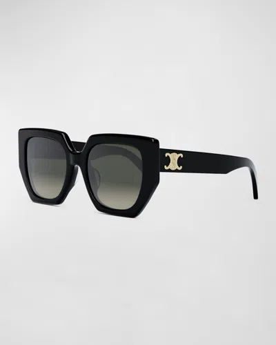 Celine Triomphe Logo Acetate Butterfly Sunglasses In Black