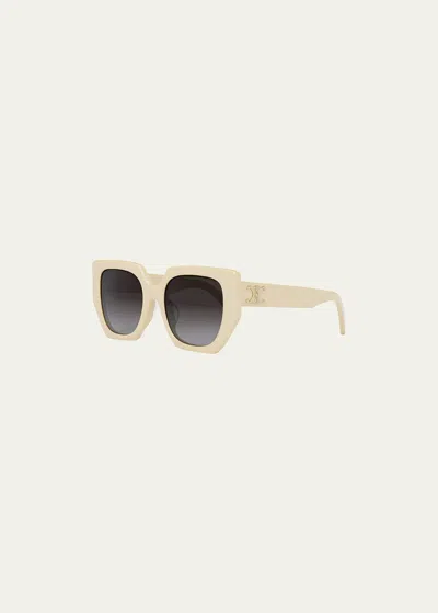 Celine Triomphe Logo Acetate Butterfly Sunglasses In White