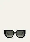 Celine Triomphe Logo Acetate Butterfly Sunglasses In Shiny Black Grad