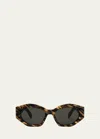Celine Triomphe Logo Acetate Cat-eye Sunglasses In Animal Smoke