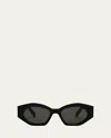 Celine Triomphe Logo Acetate Cat-eye Sunglasses In Shiny Black  Smoke