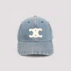 Celine Triomphe Logo Baseball Cap Curved Brim In Blue