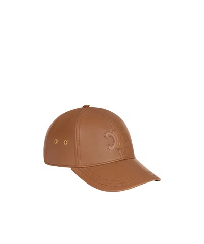 Celine Triomphe Logo Baseball Cap In Brown