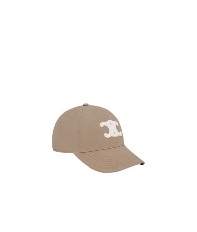 Celine Triomphe Logo Baseball Cap In Nude