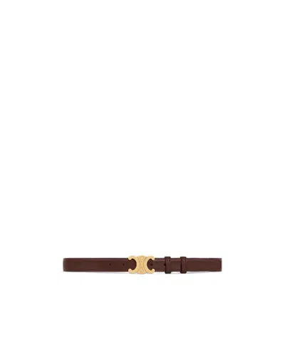 Celine Triomphe Leather Belt In Brown