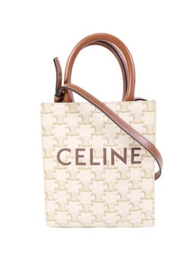 Pre-owned Celine Triomphe Logo Cabas Tote Bag In Brown