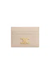 Celine Triomphe Logo Card Holder In Nude