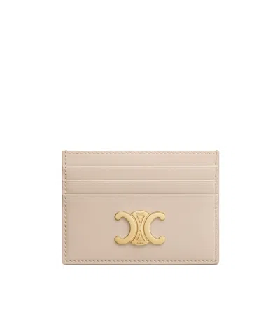 Celine Triomphe Logo Card Holder In Nude