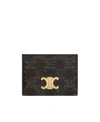 Celine Triomphe Canvas Compact Card Holder In Brown