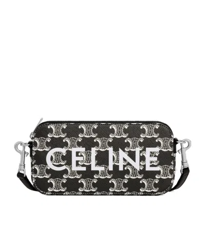 Celine Triomphe Logo Cross-body Bag In Black