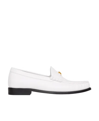 Celine Triomphe Logo Loafer Shoes In White