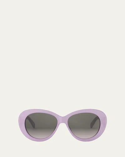 Celine Triomphe Logo Oval Acetate Sunglasses In Purple