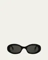 Celine Triomphe Logo Oval Acetate Sunglasses In Black