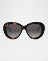 Celine Triomphe Logo Oval Acetate Sunglasses In Dark Havana Gradient Brown