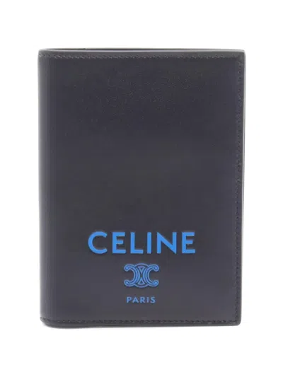 Pre-owned Celine Triomphe Logo Passport Case In Black