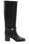 Celine High Triomphe Boots In Black
