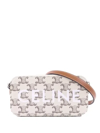 Pre-owned Celine Triomphe Logo Shoulder Bag In Neutral