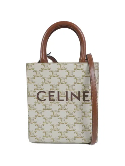Pre-owned Celine Triomphe Logo Shoulder Bag In Neutral