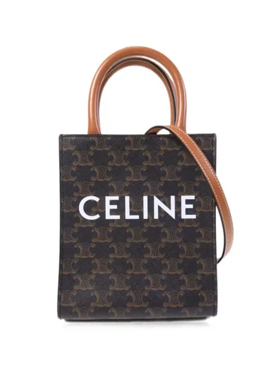Pre-owned Celine Triomphe Logo Tote Bag In Brown