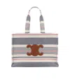 Celine Large Cabas Thais In Striped Textile And Calfskin In Gray
