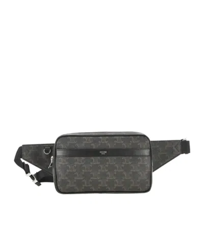 Celine Triomphe Logo Waist Bag In Black