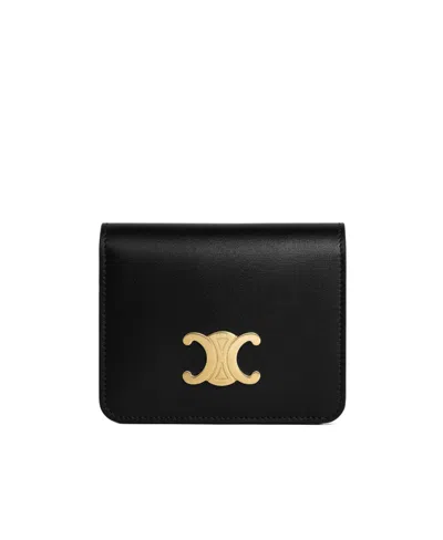Celine Triomphe Logo Wallet In Black